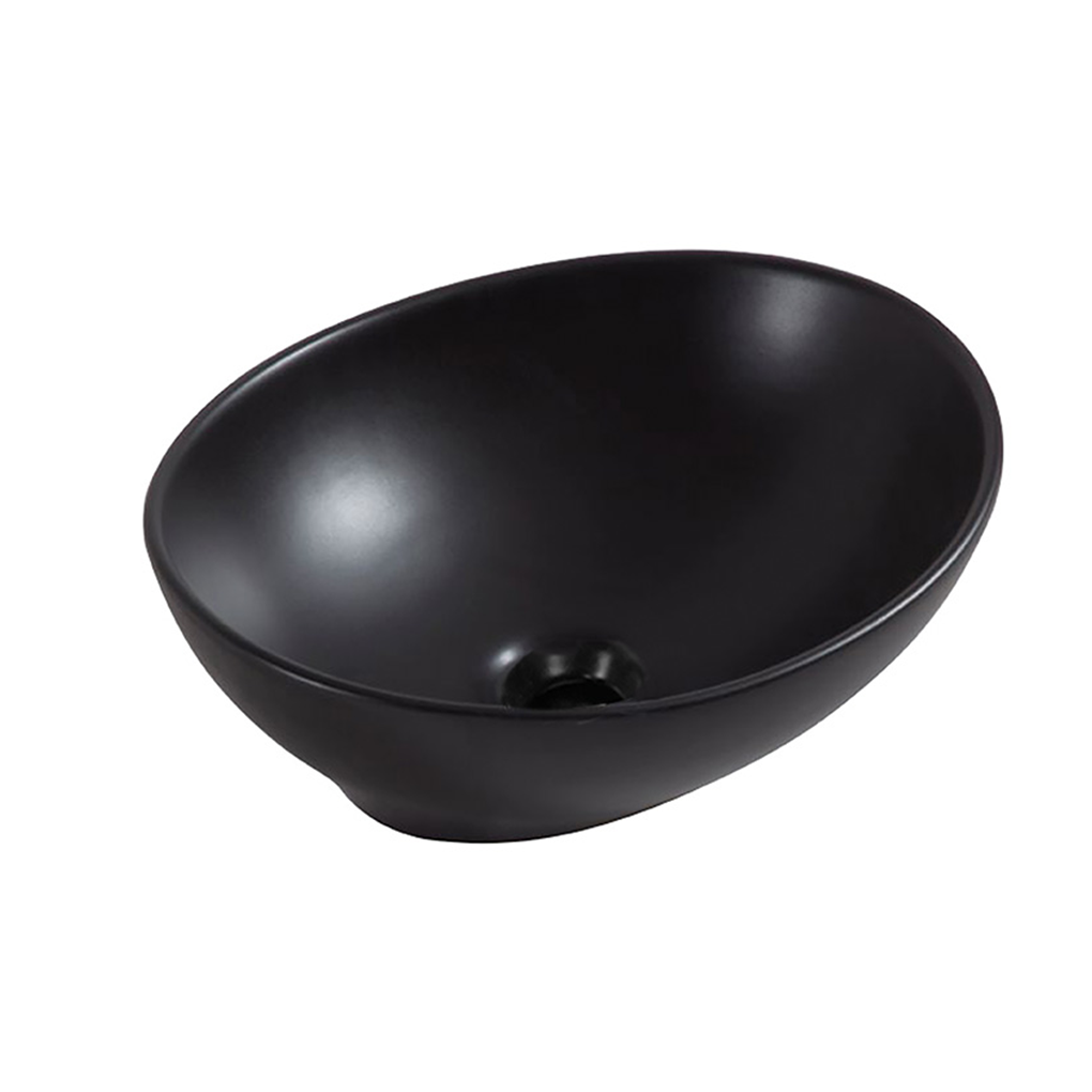 Wiesbaden Barco Waskom Ovaal Keramiek 40x33cm Mat Zwart